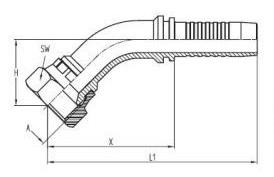 Фитинги JIS Komatsu Исполнения 45°